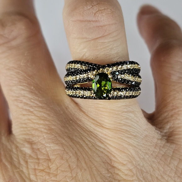 Green Chrome Diopside 18K Yellow Gold Over Sterling Silver Ring 2.58ctw Sz 7 - Picture 2 of 7